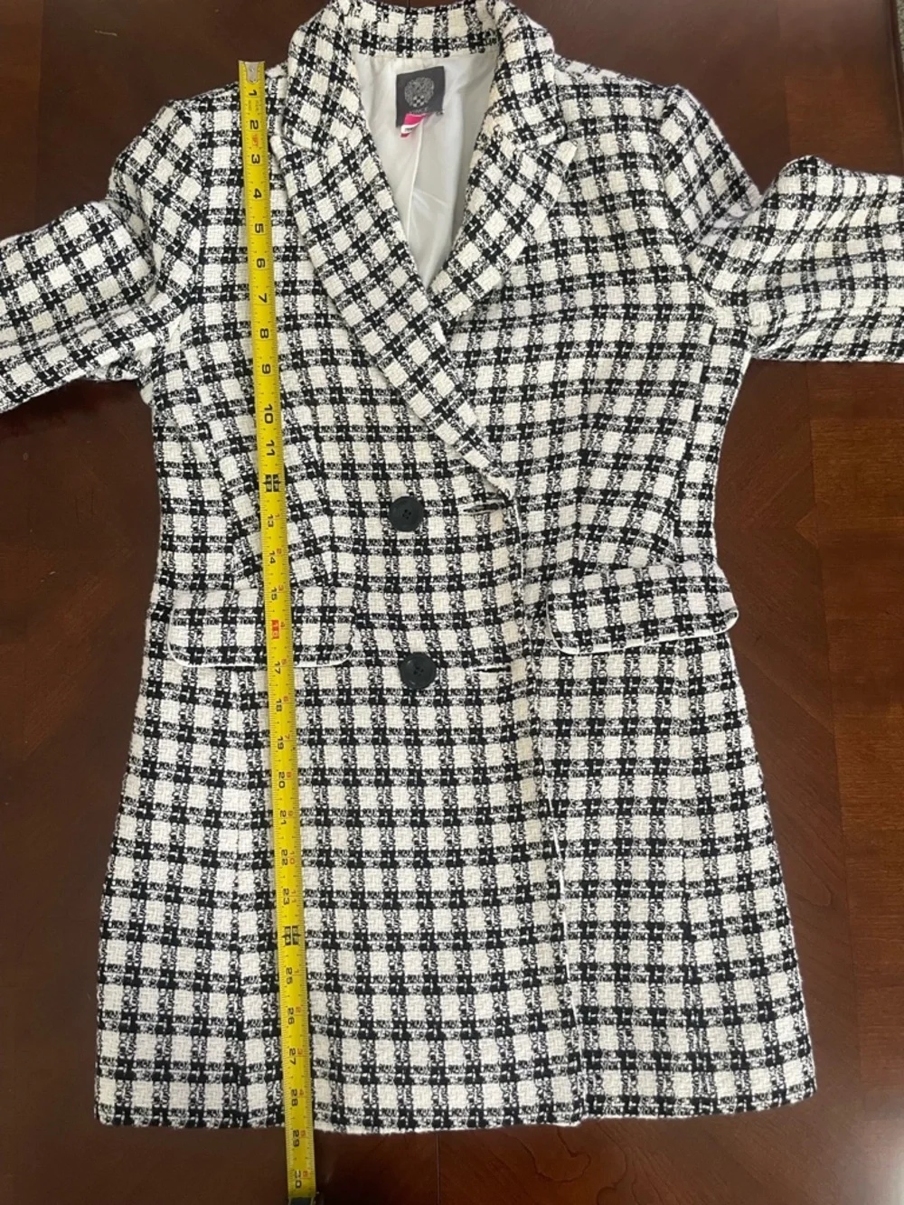 Vince Camuto Tweed Blazer Black Ivory Double-Breasted Size 0